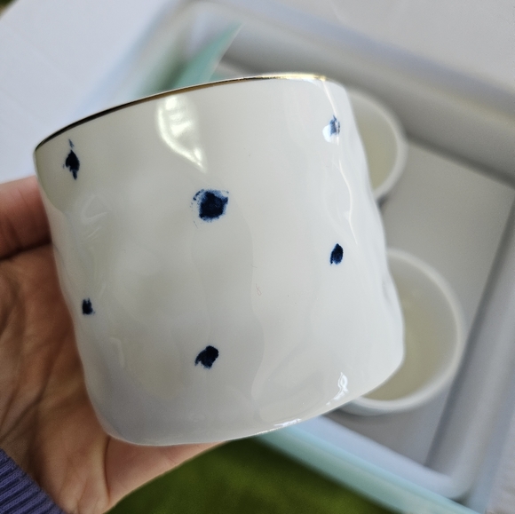 Lenox Blue Ray Round Snack Bowl with Wood Tray - Picture 7 of 9